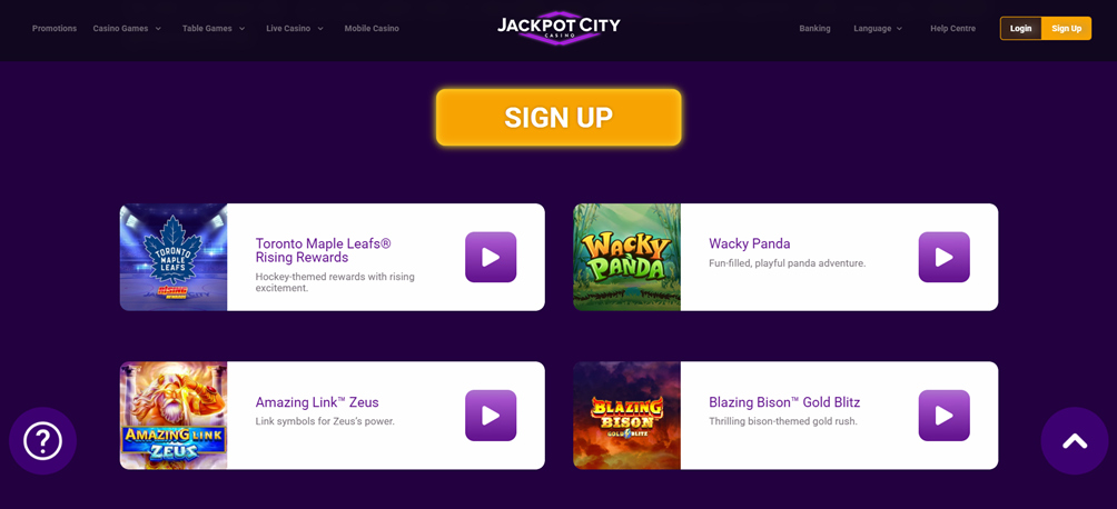 Jackpot casino player ui