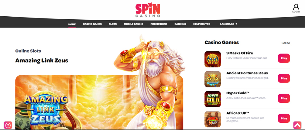 Spin casino interface
